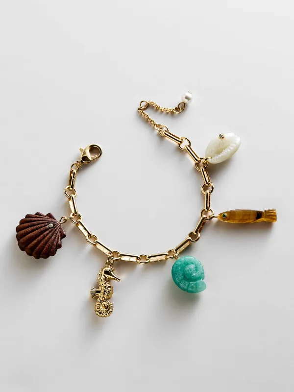 All At Sea Charm Bracelet - Gold/Turquoise made by BaubleBar
