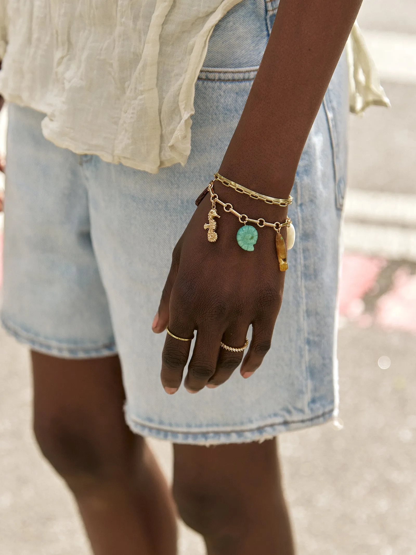 All At Sea Charm Bracelet - Gold/Turquoise sold by BaubleBar product image thumbnail 2