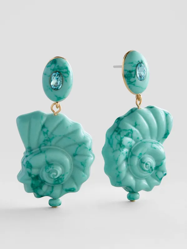Mina Turquoise Shell Earrings - Turquoise made by BaubleBar