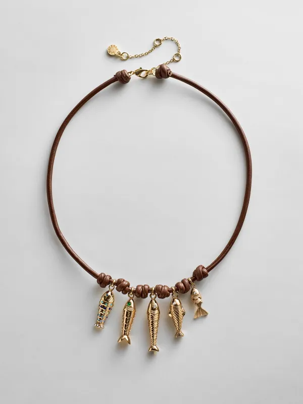 High Tide Fish Collar Necklace - Brown made by BaubleBar