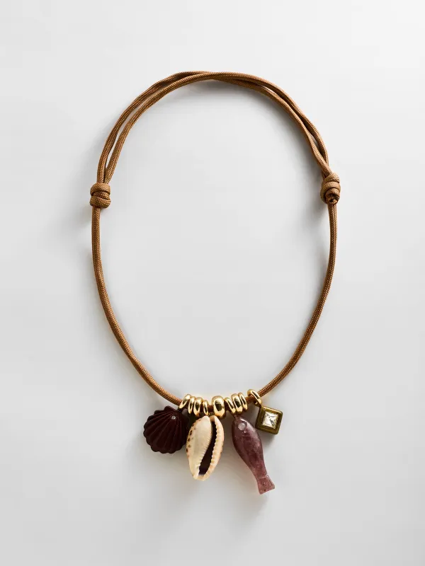 Shay Cord Charm Necklace - Brown made by BaubleBar