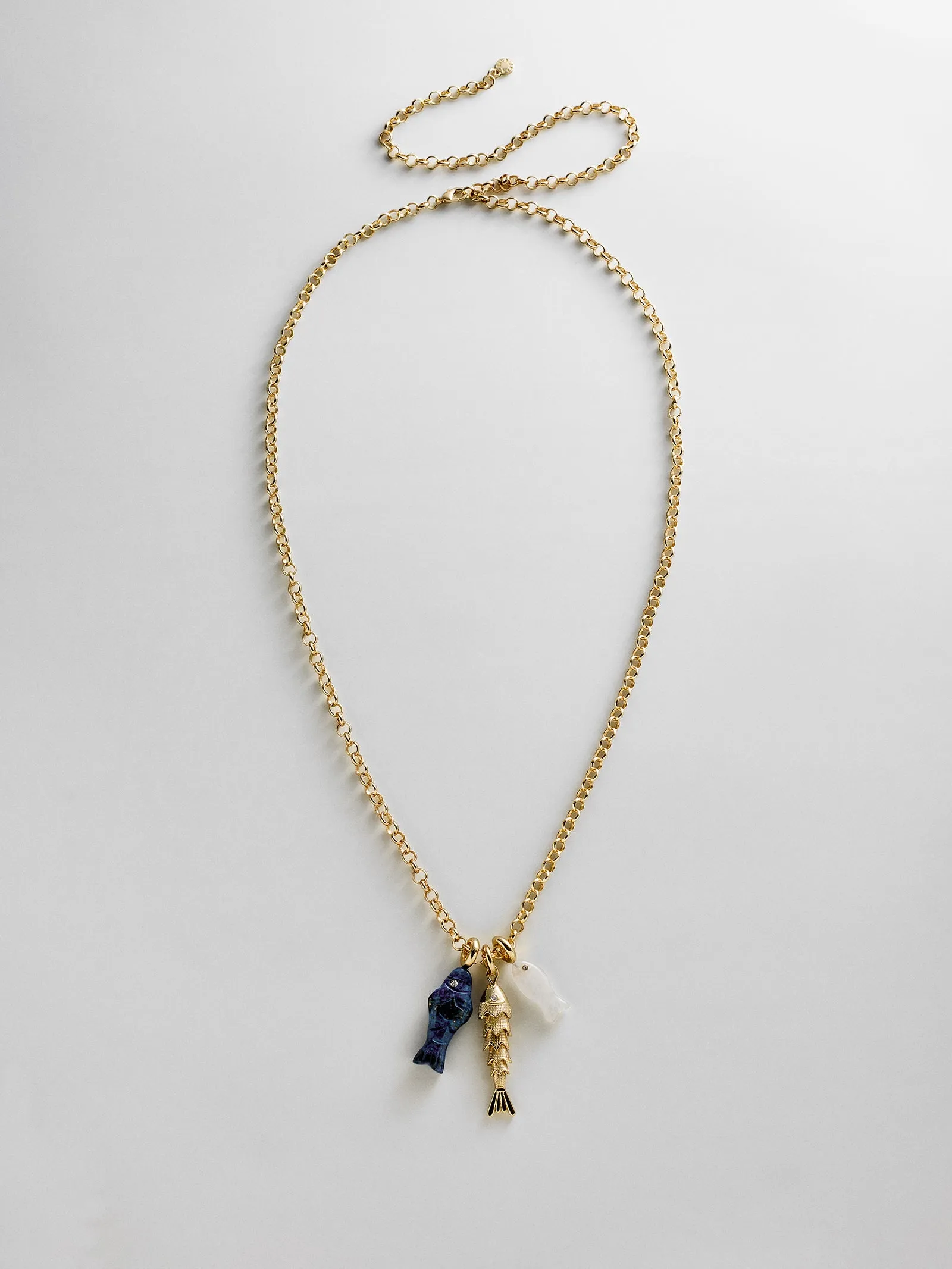 Lucky Catch Fish Charm Necklace - Gold sold by BaubleBar