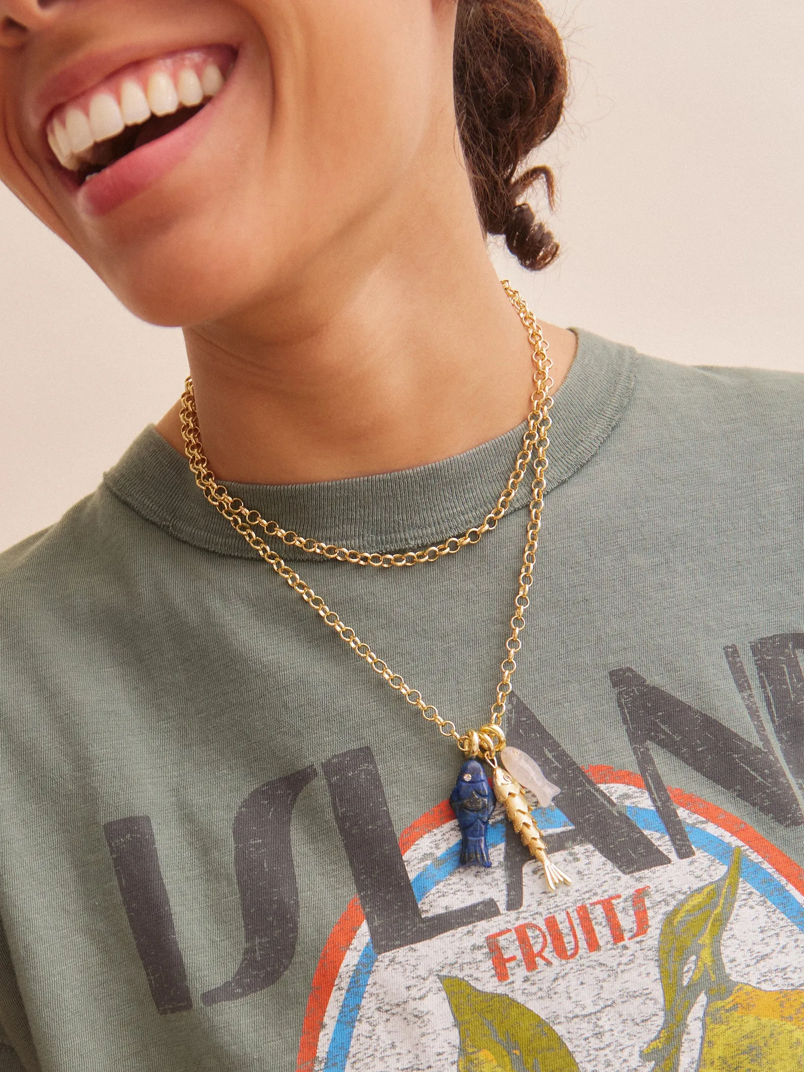 Lucky Catch Fish Charm Necklace - Gold sold by BaubleBar product image thumbnail 3