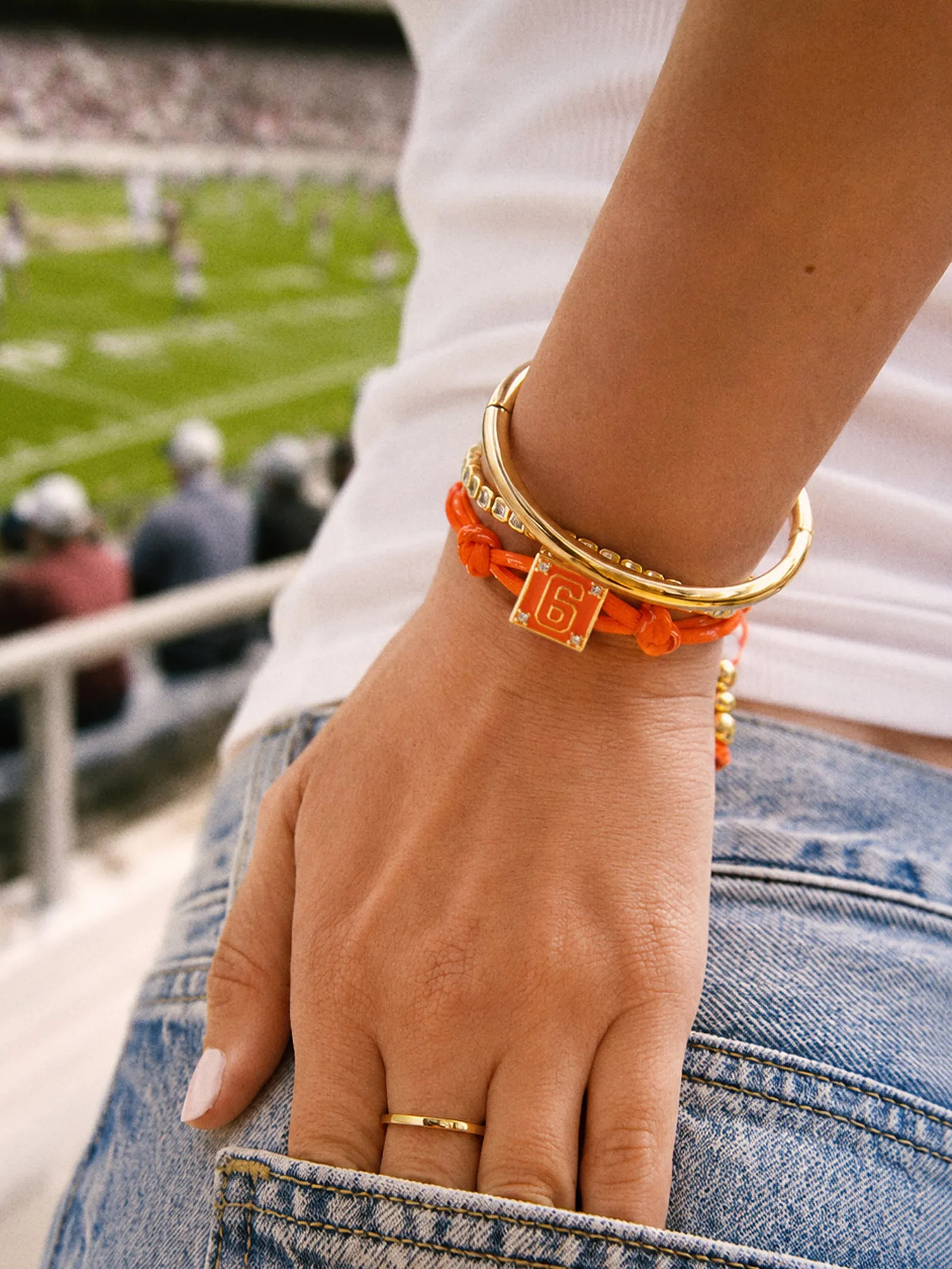 Block Party Varsity Number Custom Bracelet - Tangerine Single Digit sold by BaubleBar product image thumbnail 2