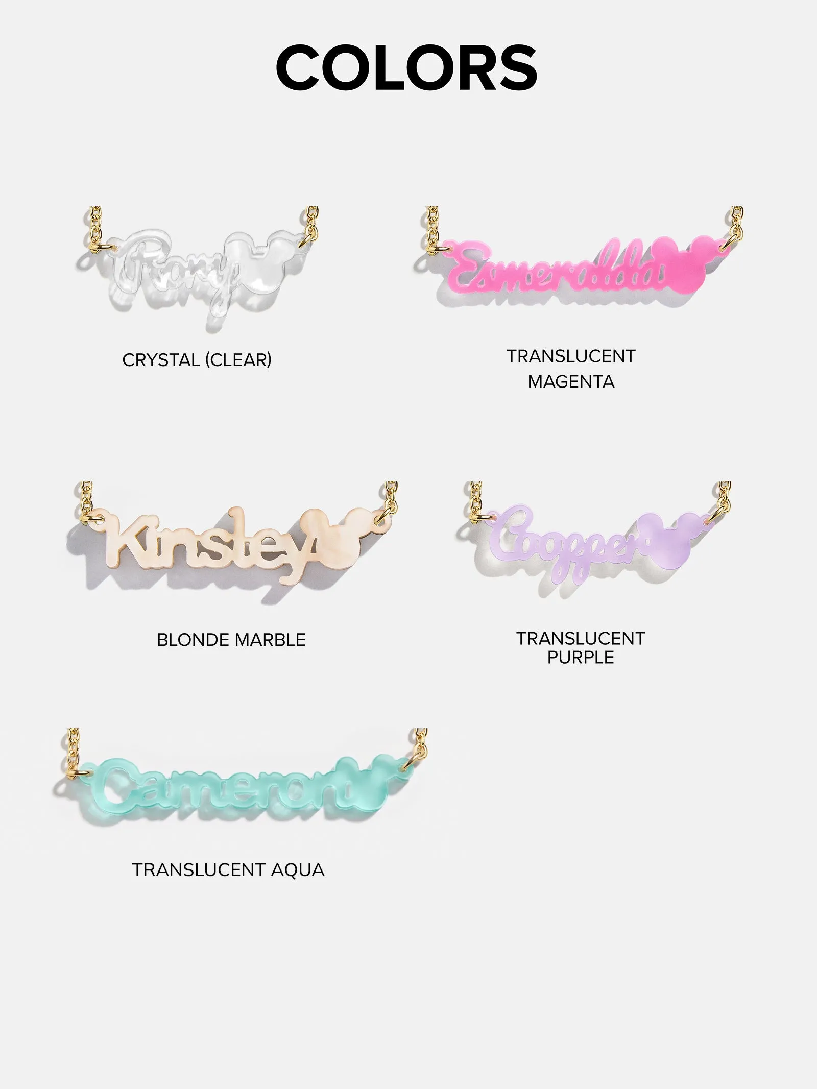 Disney Mickey Mouse Acrylic Custom Nameplate Necklace - Translucent Aqua sold by BaubleBar product image thumbnail 5
