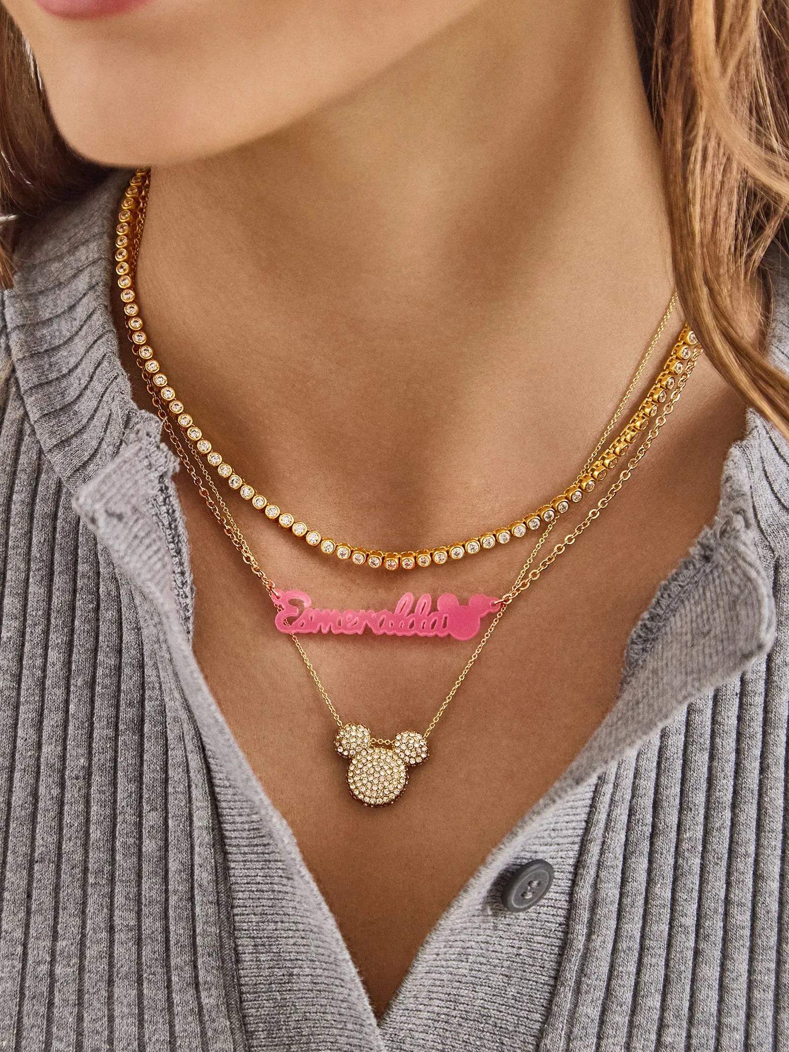 Disney Mickey Mouse Acrylic Custom Nameplate Necklace - Translucent Aqua sold by BaubleBar product image thumbnail 4