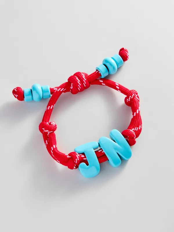 Knotty Enamel Initial Custom Bracelet - Red/Blue Double Letter made by BaubleBar