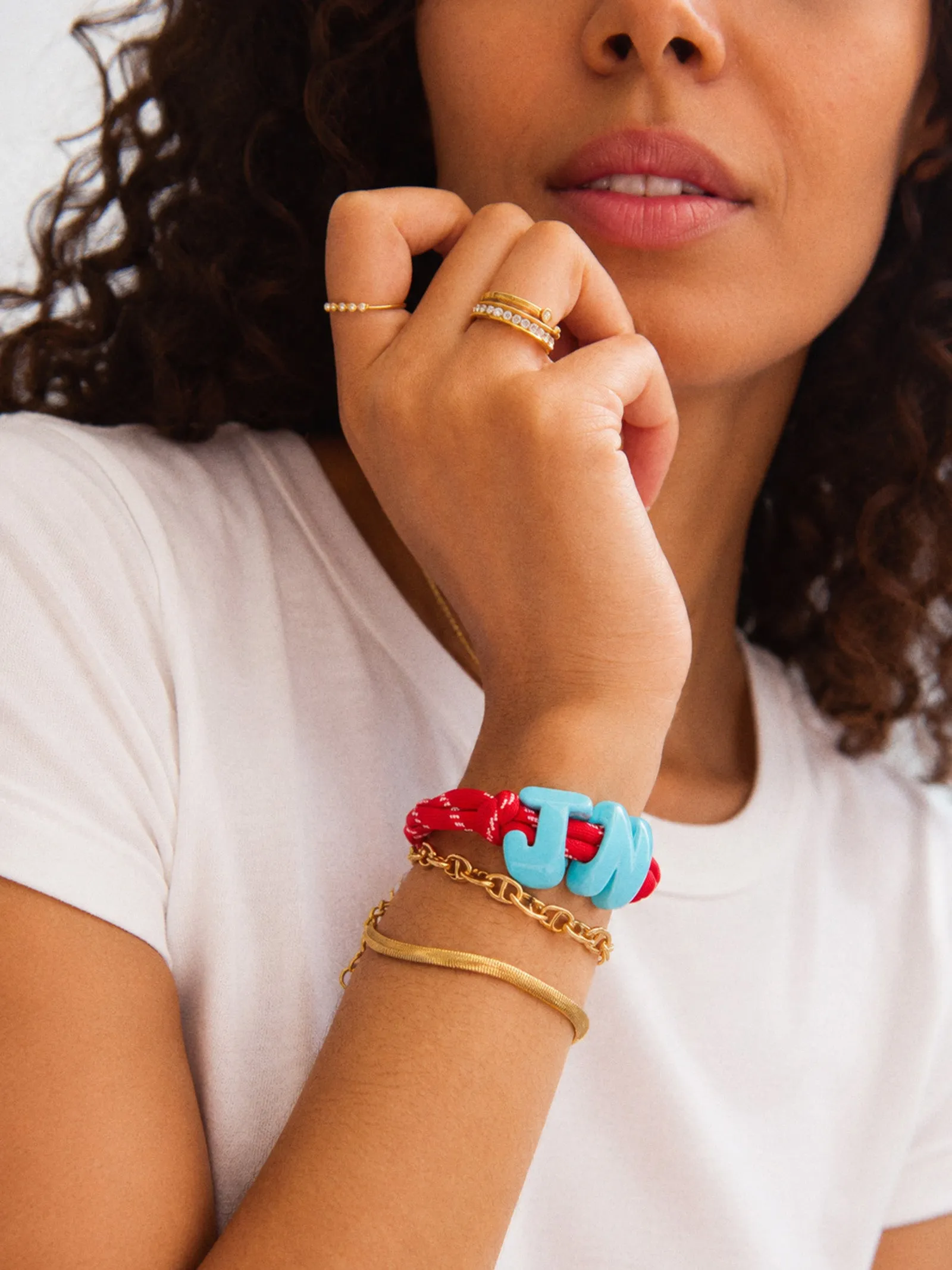 Knotty Enamel Initial Custom Bracelet - Red/Blue Double Letter sold by BaubleBar product image thumbnail 2