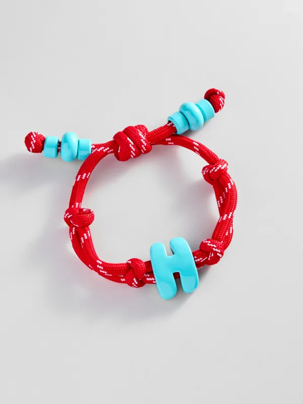 Knotty Enamel Initial Custom Bracelet - Red/Blue Single Letter made by BaubleBar