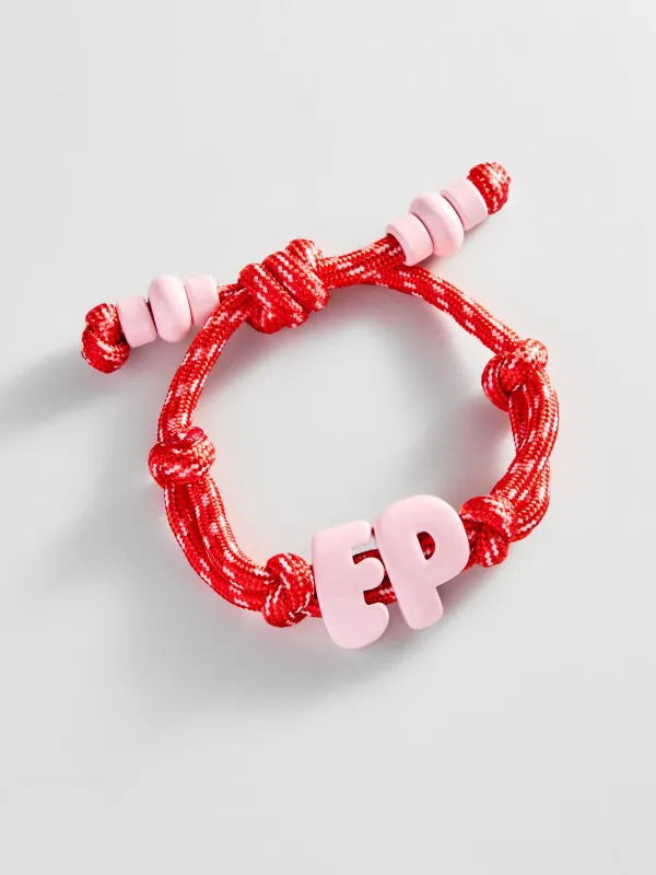 Knotty Enamel Initial Custom Bracelet - Red/Pink Double Letter made by BaubleBar