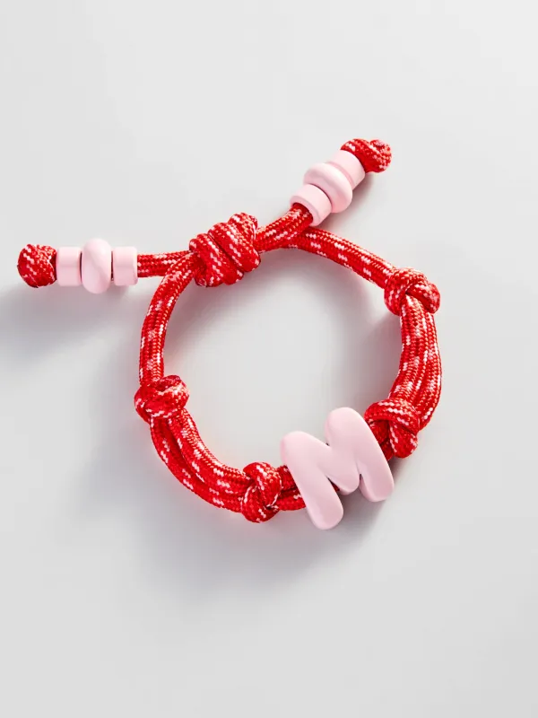 Knotty Enamel Initial Custom Bracelet - Red/Pink Single Letter made by BaubleBar