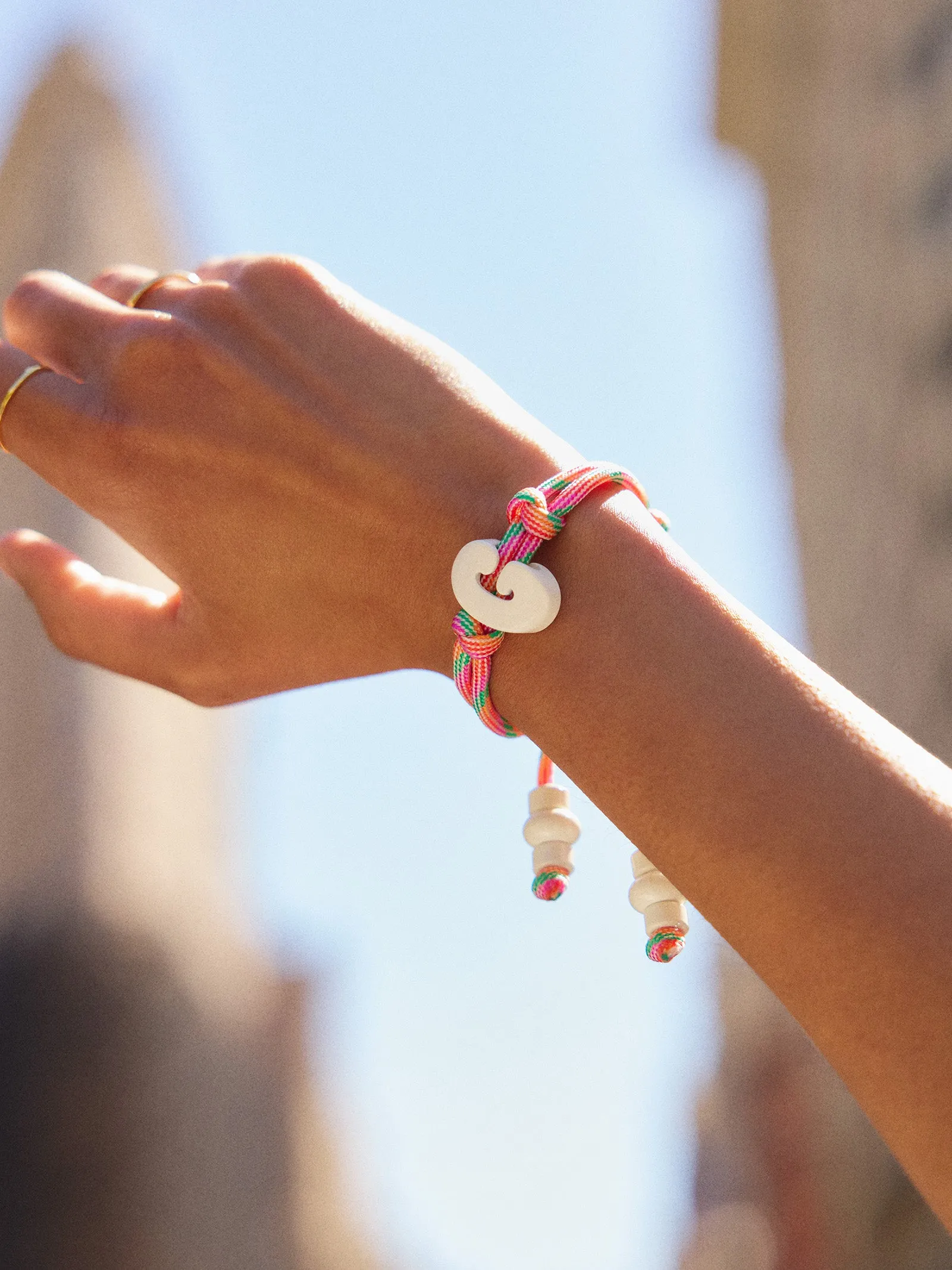 Knotty Enamel Initial Custom Bracelet - Multi/White Double Letter sold by BaubleBar product image thumbnail 2