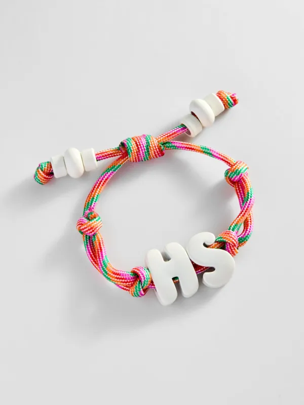Knotty Enamel Initial Custom Bracelet - Multi/White Double Letter made by BaubleBar