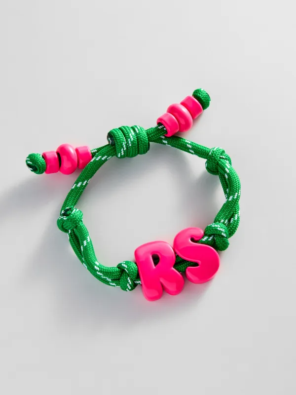 Knotty Enamel Initial Custom Bracelet - Green/Pink Double Letter made by BaubleBar