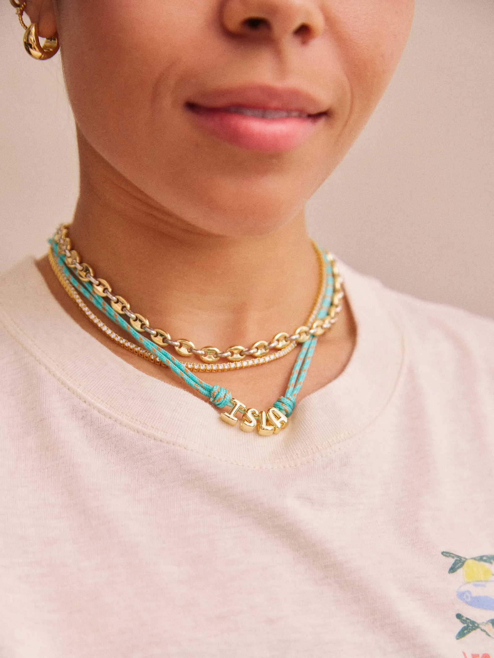Bubble Letter Custom Paracord Necklace - Turquoise sold by BaubleBar product image thumbnail 2