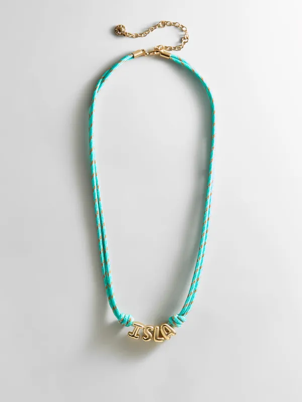 Bubble Letter Custom Paracord Necklace - Turquoise made by BaubleBar