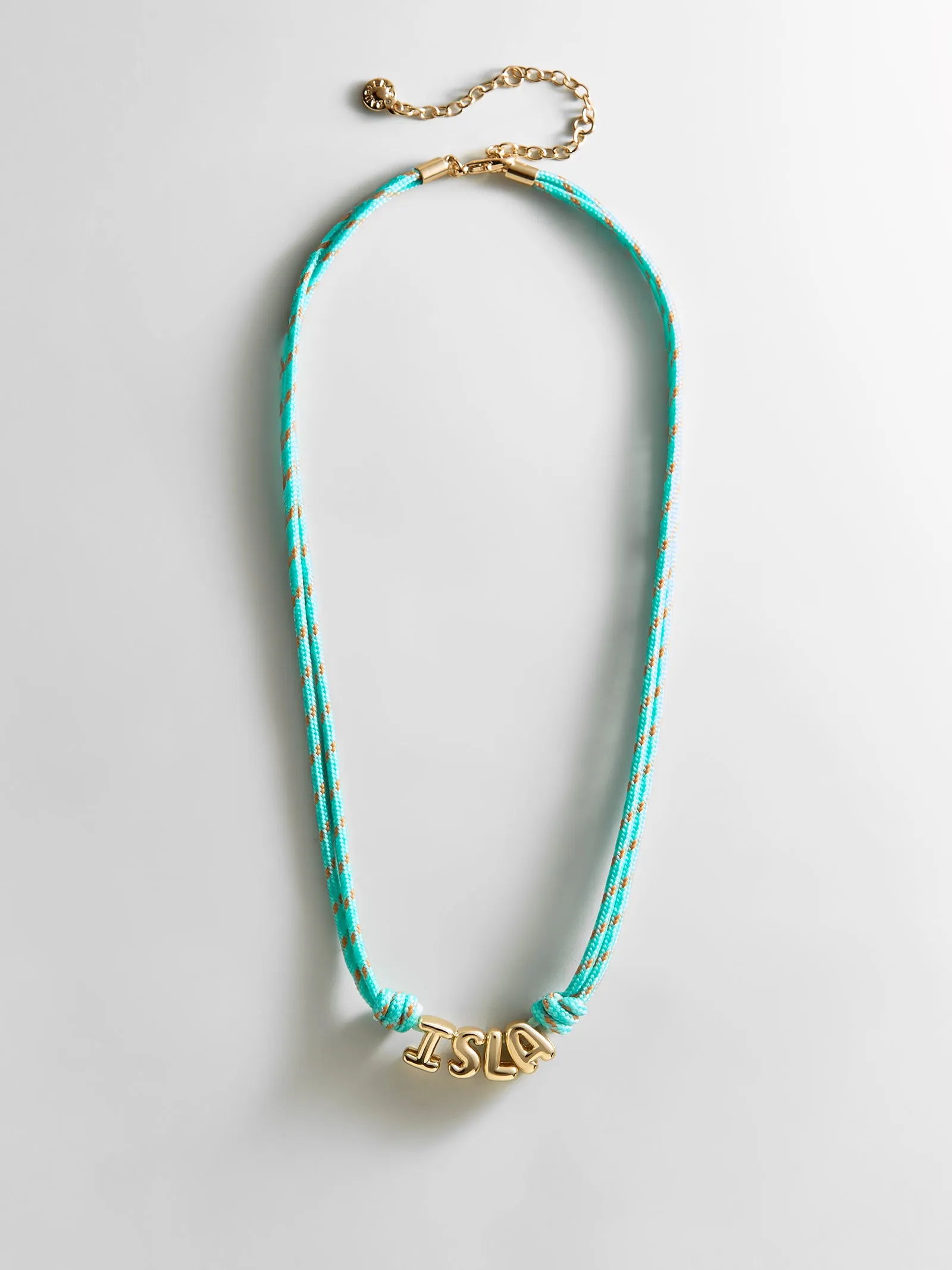 Bubble Letter Custom Paracord Necklace - Turquoise sold by BaubleBar