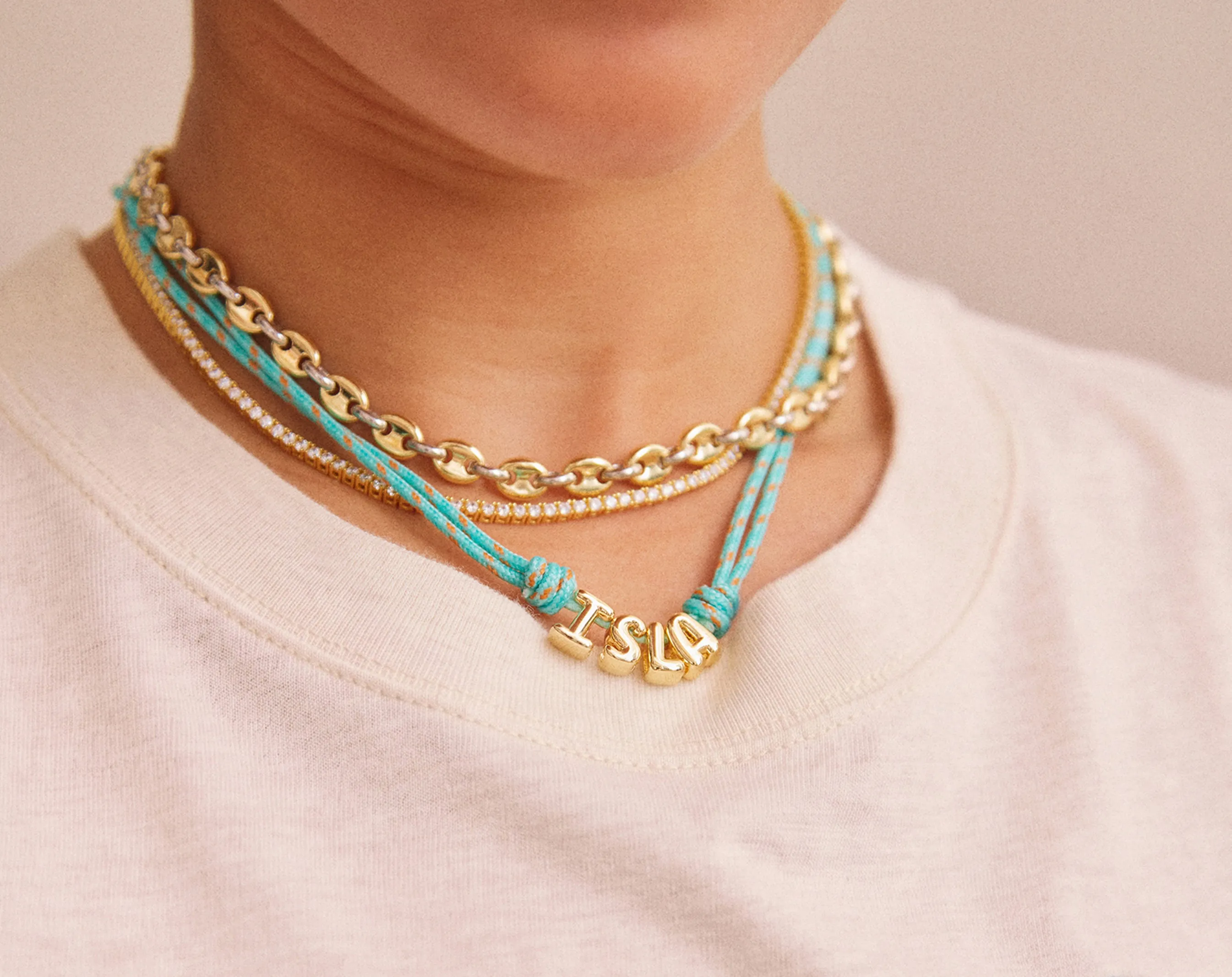 Bubble Letter Custom Paracord Necklace - Turquoise sold by BaubleBar product image thumbnail 4
