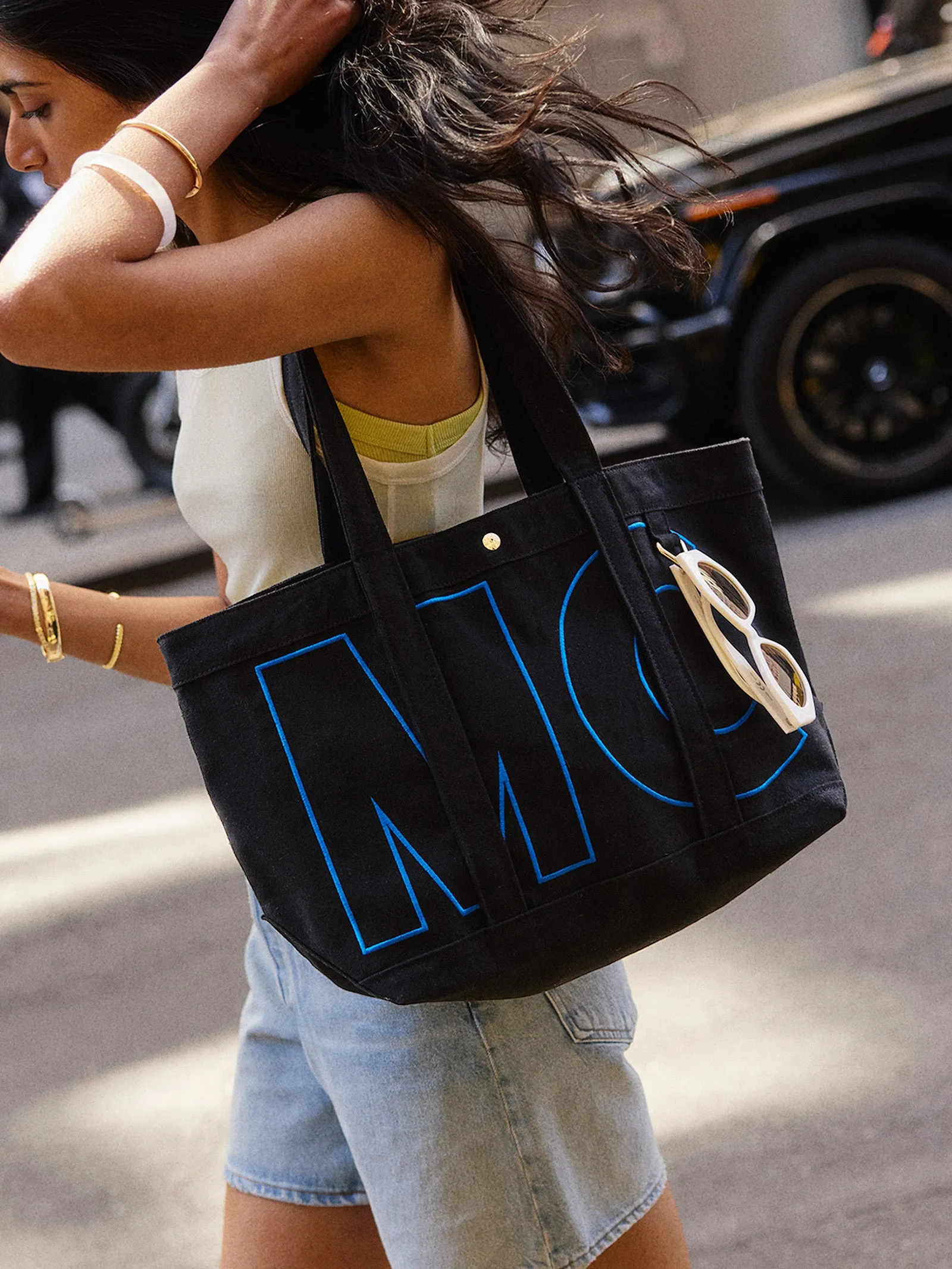 Solid Custom Alpha Tote - Jet Black sold by BaubleBar product image thumbnail 2