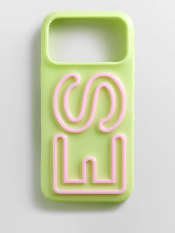 Fine Line Custom iPhone Case - Chartreuse/Light Pink made by BaubleBar