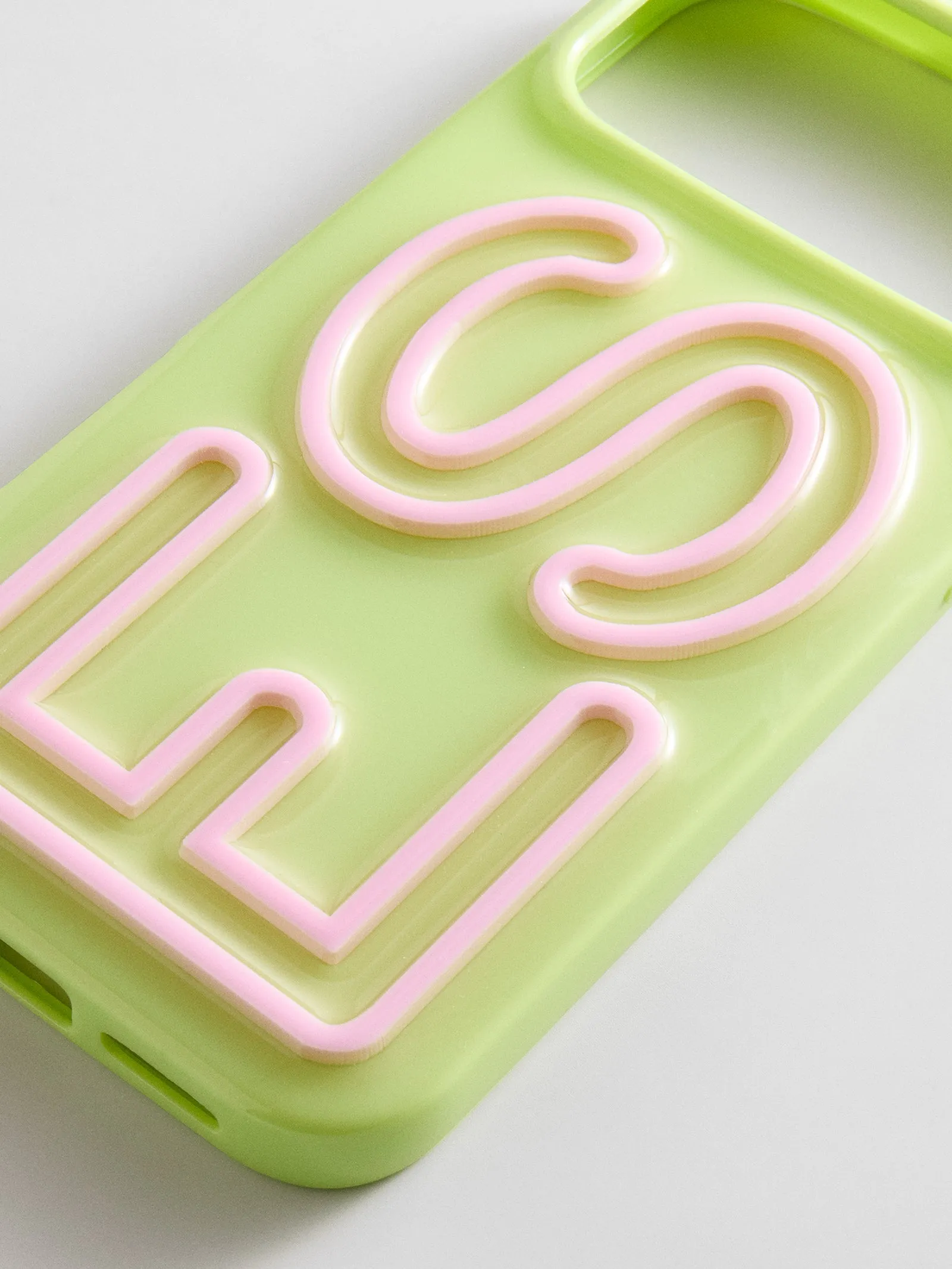 Fine Line Custom iPhone Case - Chartreuse/Light Pink sold by BaubleBar product image thumbnail 2
