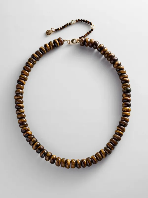 Joyce Semi-Precious Beaded Necklace - Tiger's Eye made by BaubleBar