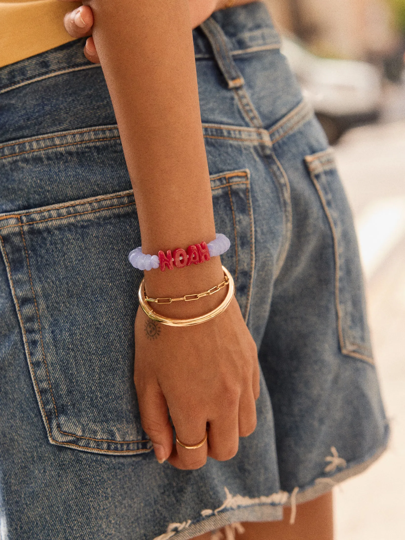 Wear Everywhere Waterproof Custom Bracelet - Blue Lace Agate/Fuchsia sold by BaubleBar product image thumbnail 2