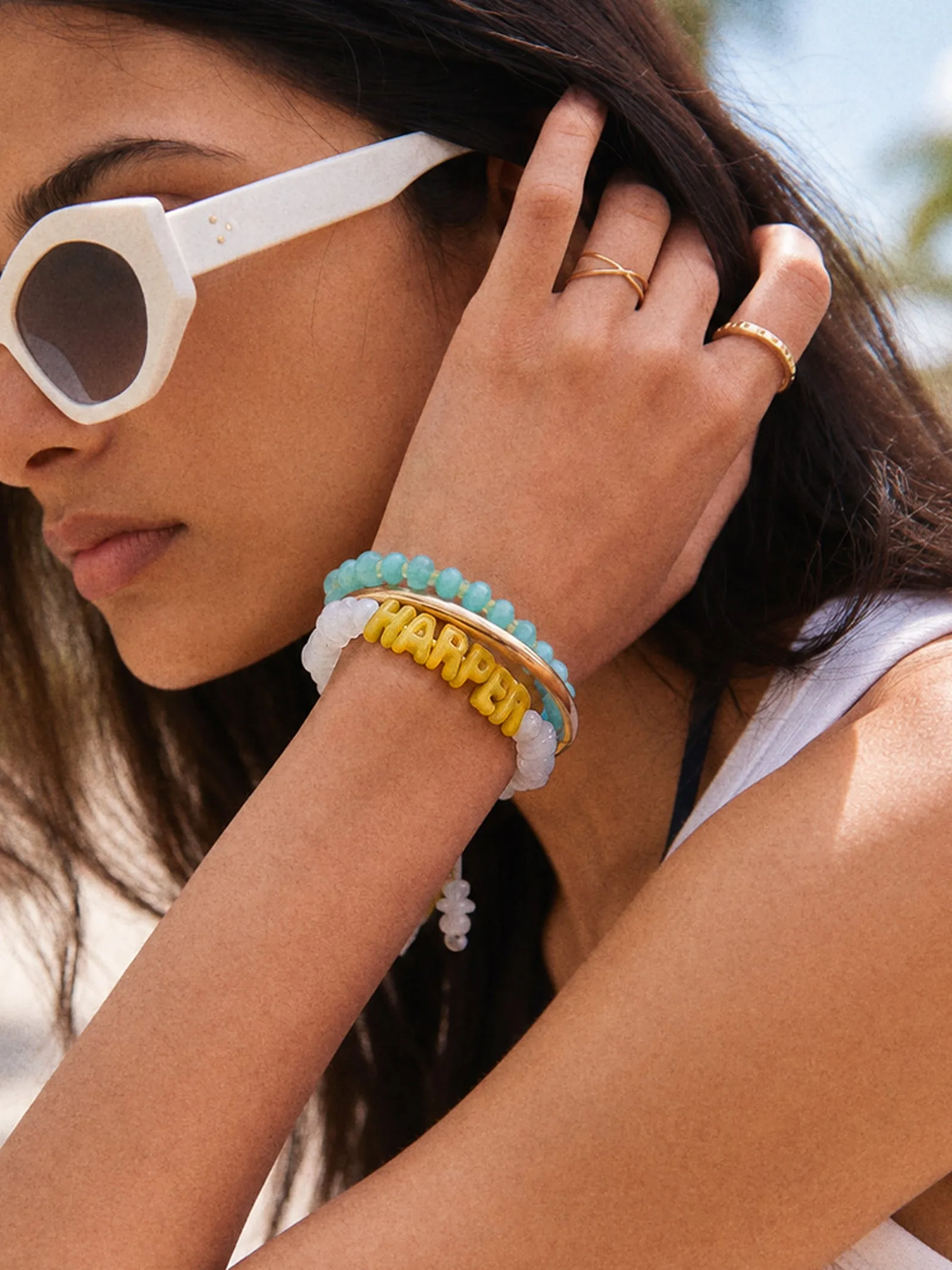 Wear Everywhere Waterproof Custom Bracelet - White Quartz/Yellow sold by BaubleBar product image thumbnail 2