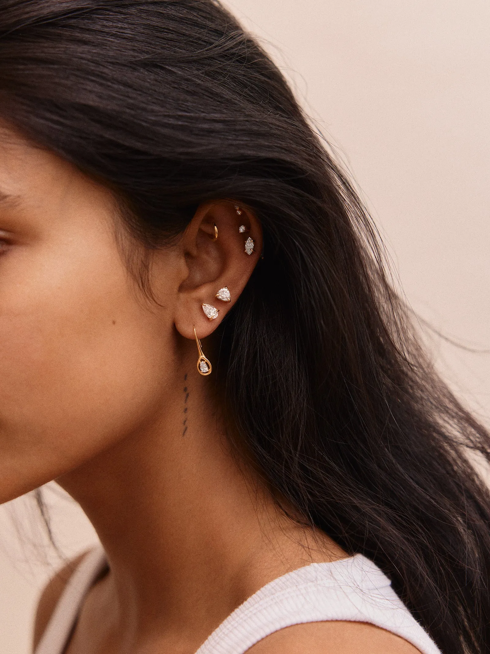 Debra 14K Gold Earrings - Trillion Stone sold by BaubleBar product image thumbnail 2