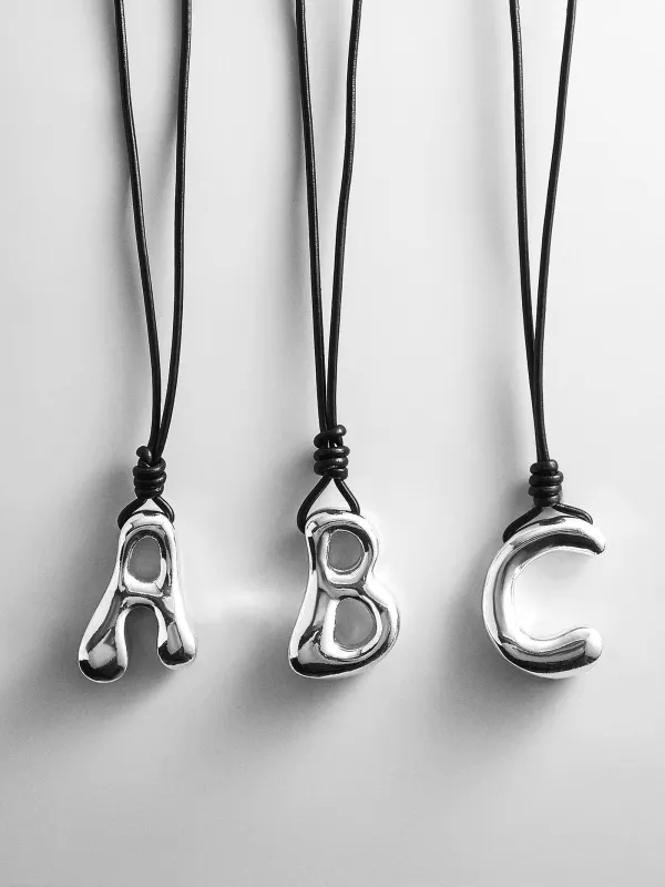 Cord Initial Necklace - Silver made by BaubleBar
