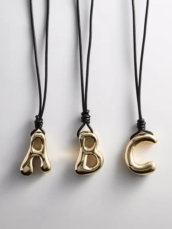 Cord Initial Necklace - Gold made by BaubleBar