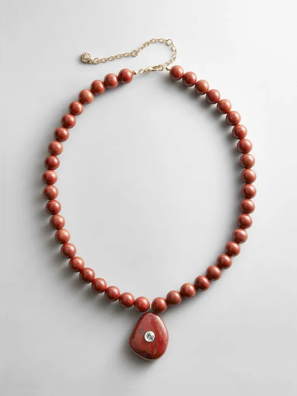 Jamie Semi-Precious Beaded Necklace - Red Jasper/Red Jasper made by BaubleBar