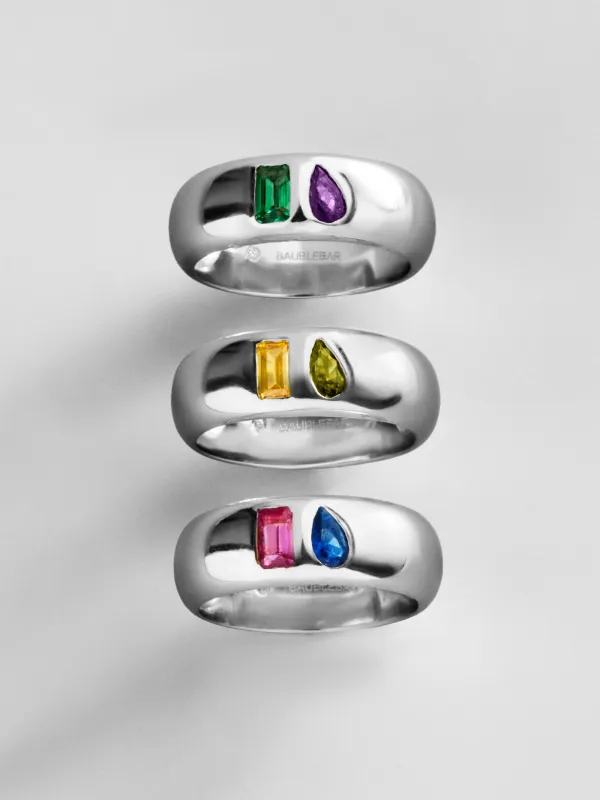 Multi-Stone Puffy Custom Birthstone Ring - Silver made by BaubleBar