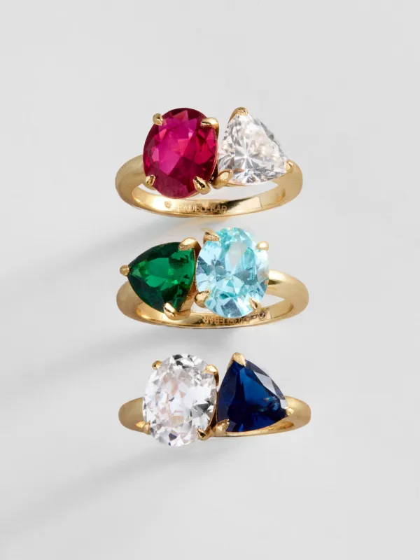 Toi et Moi Custom Birthstone Ring - Gold made by BaubleBar