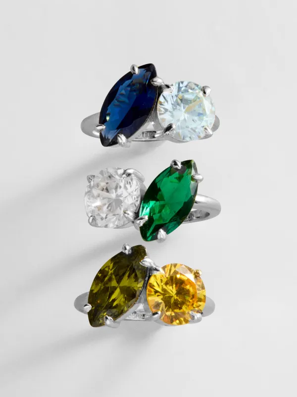 Toi et Moi Custom Birthstone Ring - Silver made by BaubleBar