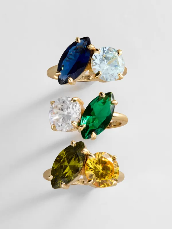 Toi et Moi Custom Birthstone Ring - Gold made by BaubleBar
