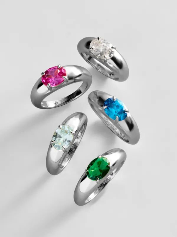 Cigar Band Custom Birthstone Ring - Silver made by BaubleBar