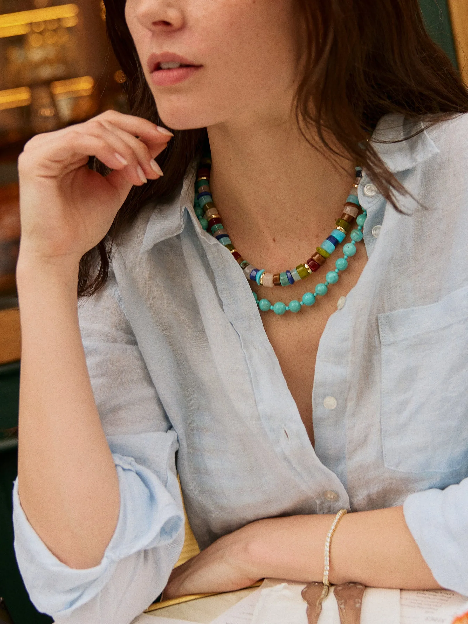 Jocelyn Beaded Necklace - Turquoise Bead sold by BaubleBar product image thumbnail 2