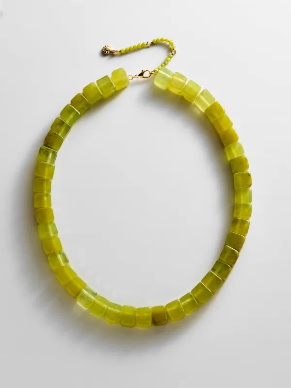 Jess Square Beaded Necklace - Olive Jade made by BaubleBar