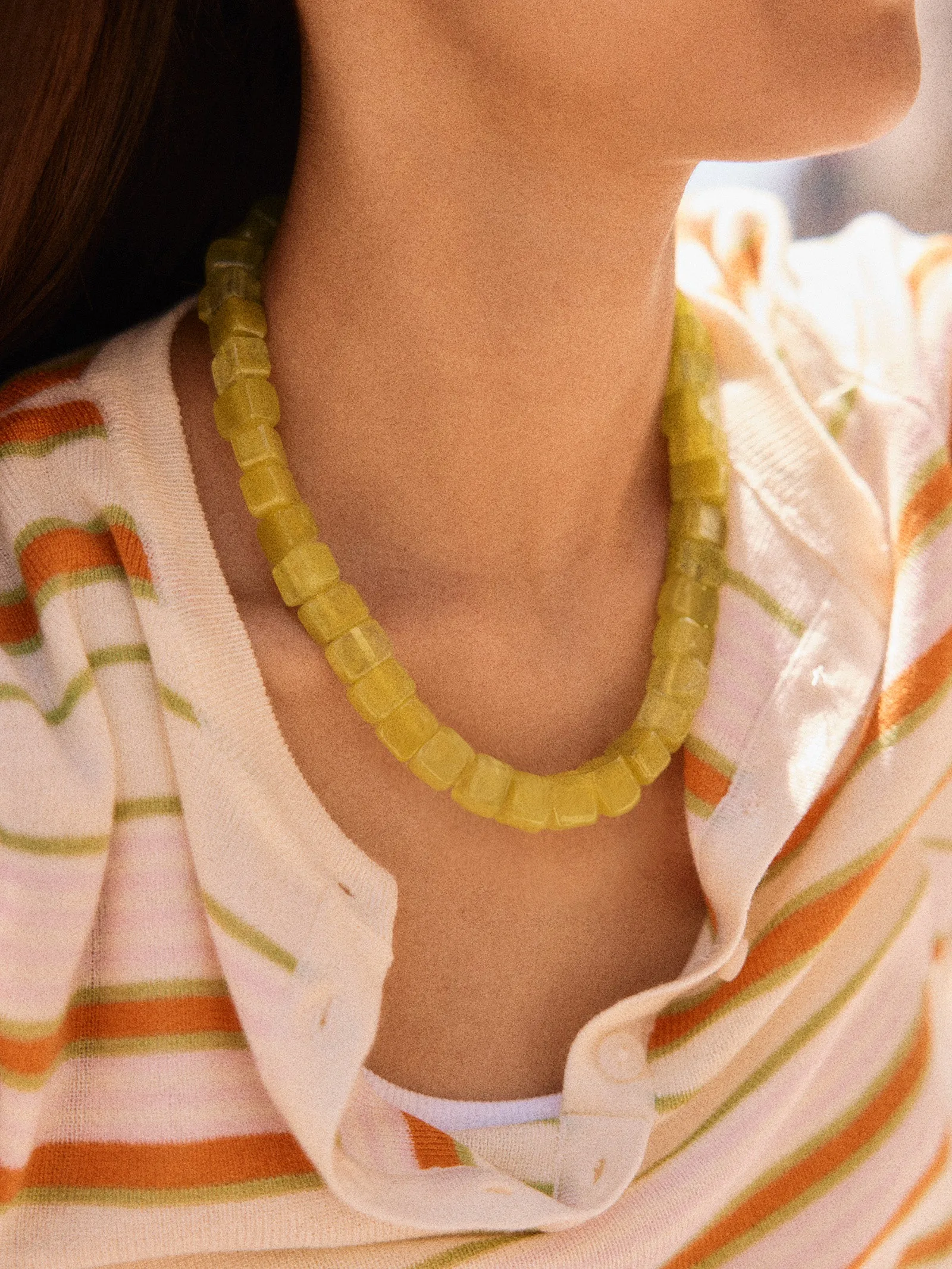 Jess Square Beaded Necklace - Olive Jade sold by BaubleBar product image thumbnail 2
