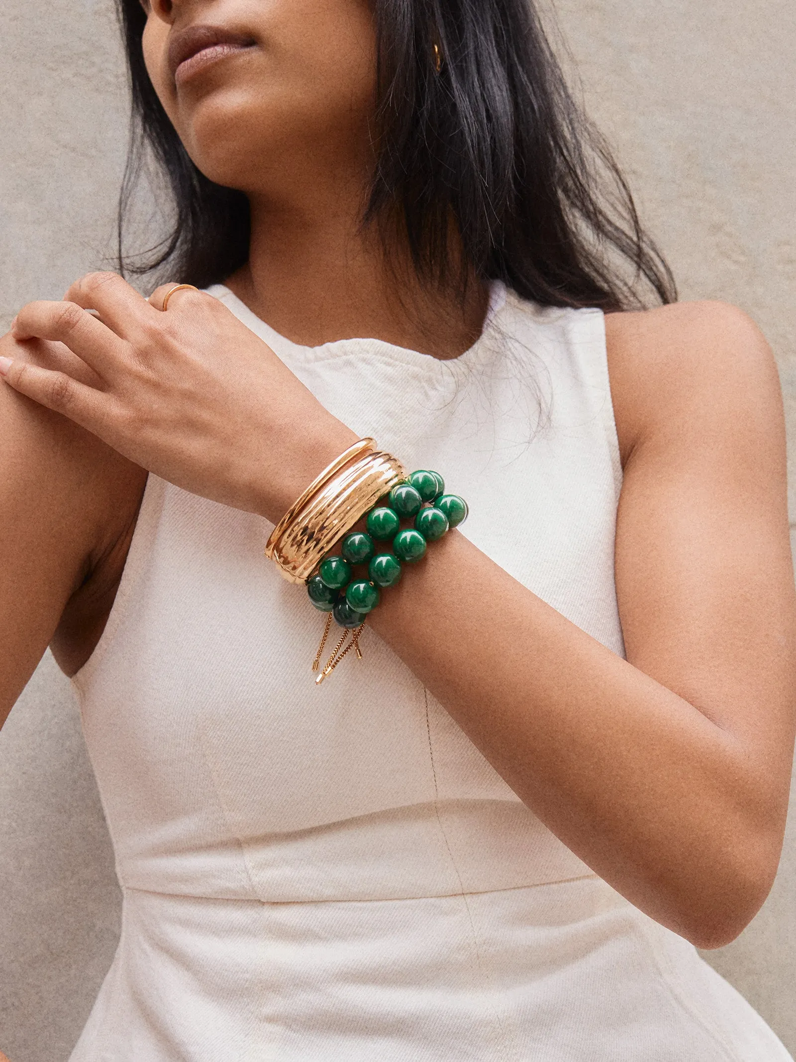 Jane Beaded Bracelet - Dark Green Bead sold by BaubleBar product image thumbnail 2