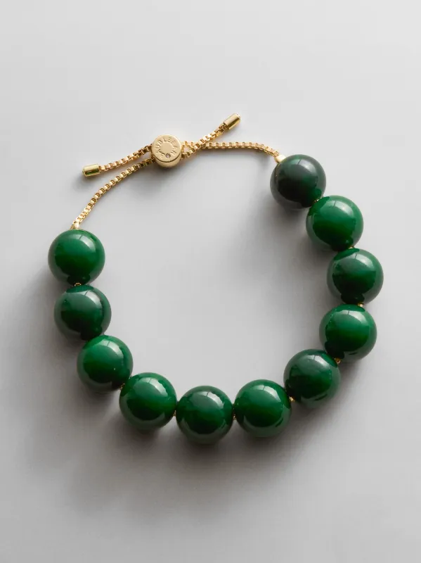 Jane Beaded Bracelet - Dark Green Bead made by BaubleBar