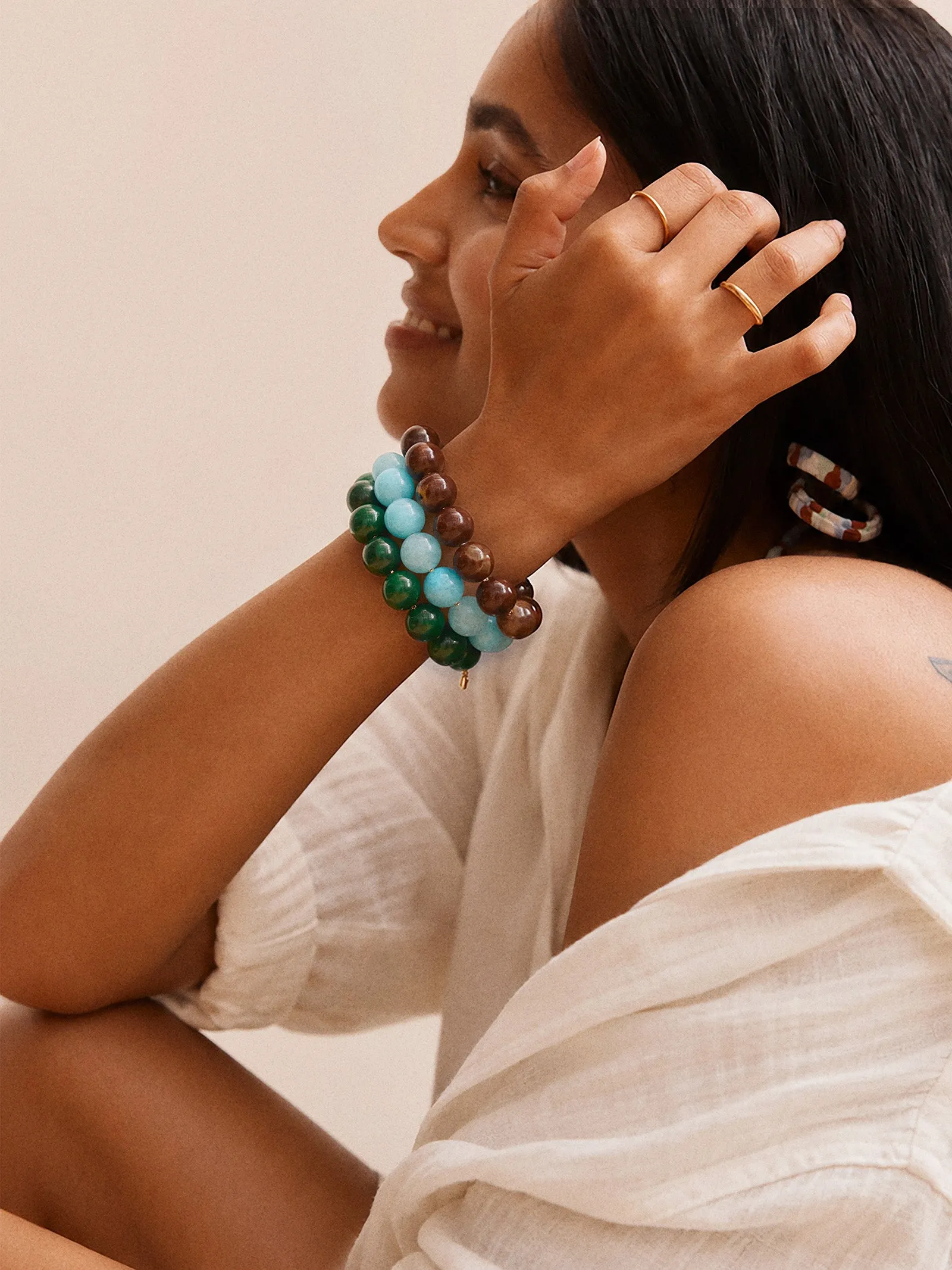Jane Beaded Bracelet - Aqua Bead sold by BaubleBar product image thumbnail 2