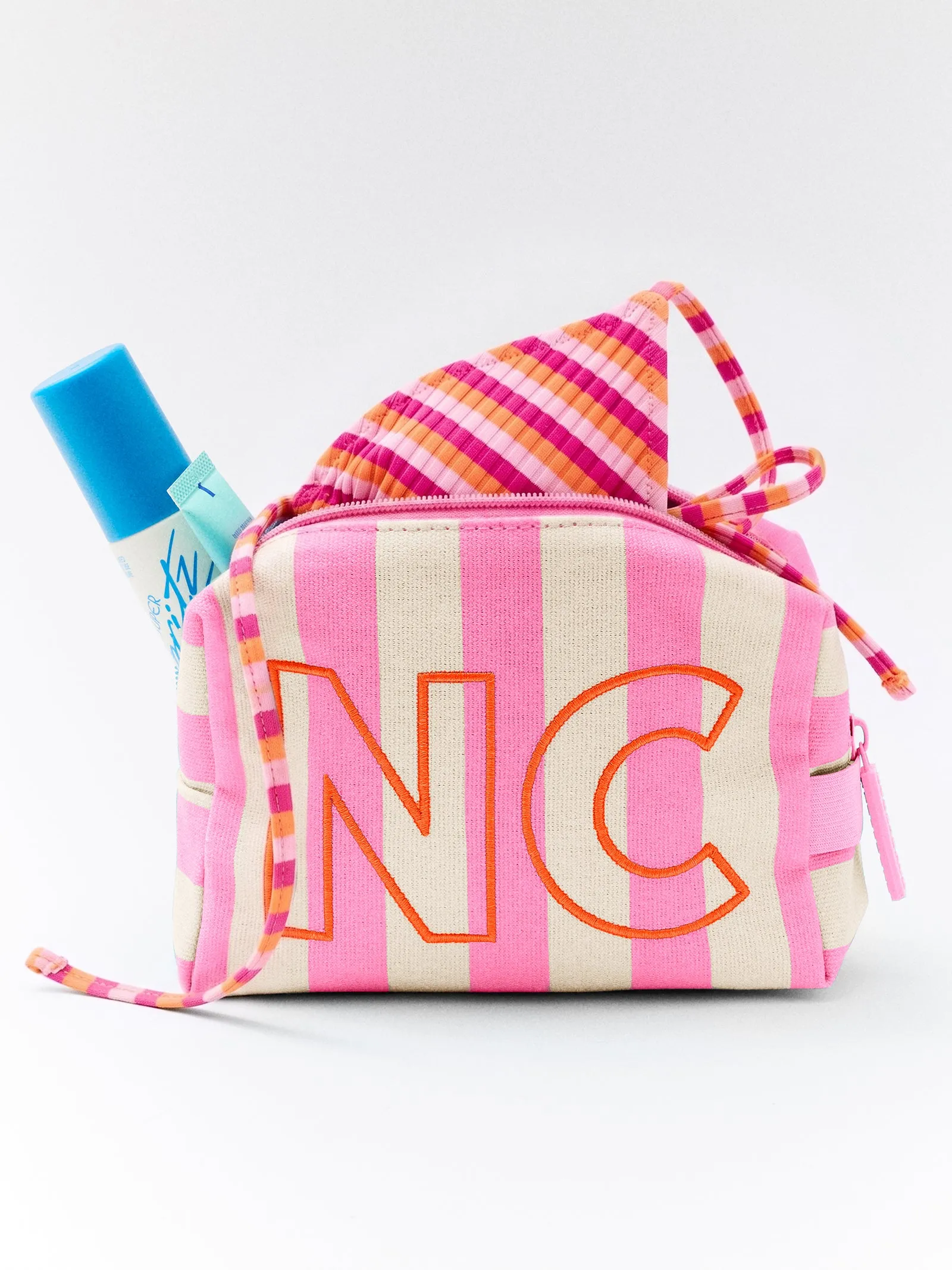 Striped Take It Away Custom Storage Pouch - Custom Flamingo sold by BaubleBar