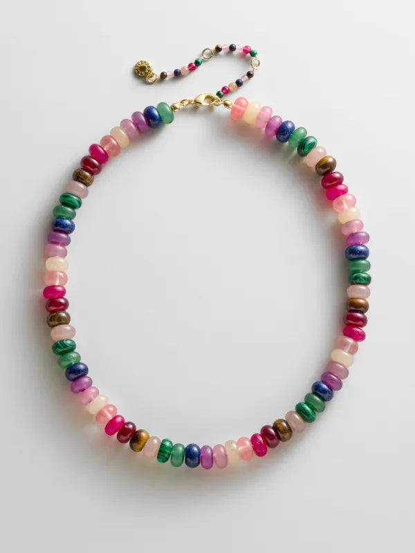 Joyce Semi-Precious Beaded Necklace - Dark Multi Bead made by BaubleBar