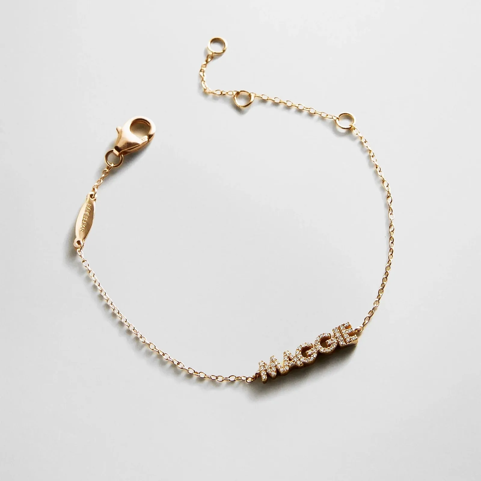 14K Gold/Pavé Custom Block Multi Name Bracelet - 1 Name sold by BaubleBar product image thumbnail 4