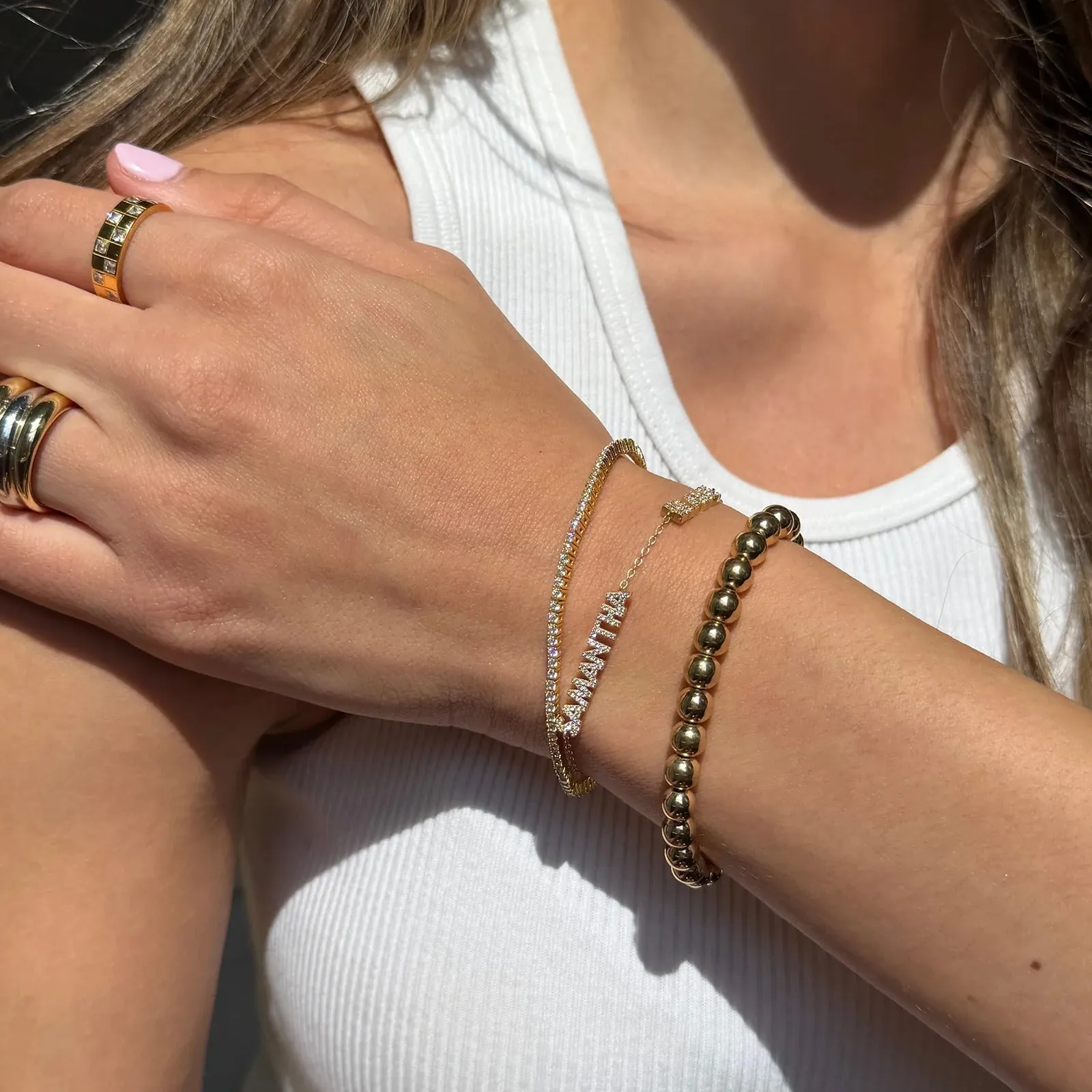 14K Gold/Pavé Custom Block Multi Name Bracelet - 1 Name sold by BaubleBar product image thumbnail 2