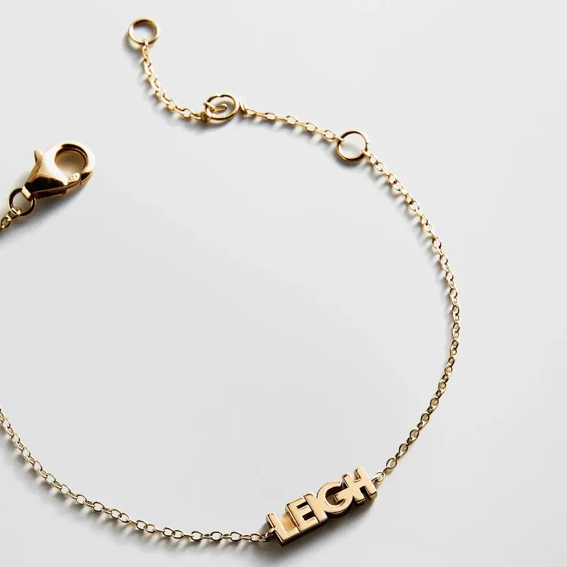 14K Gold Custom Block Multi Name Bracelet - 1 Name made by BaubleBar