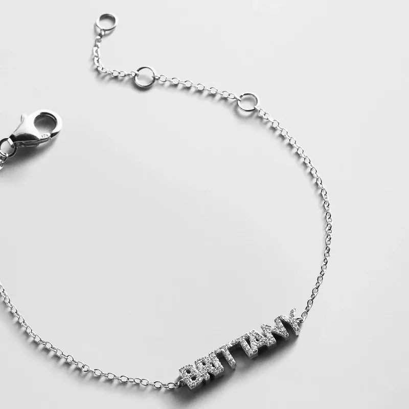 Sterling Silver/Pavé Custom Block Multi Name Bracelet - 1 Name made by BaubleBar