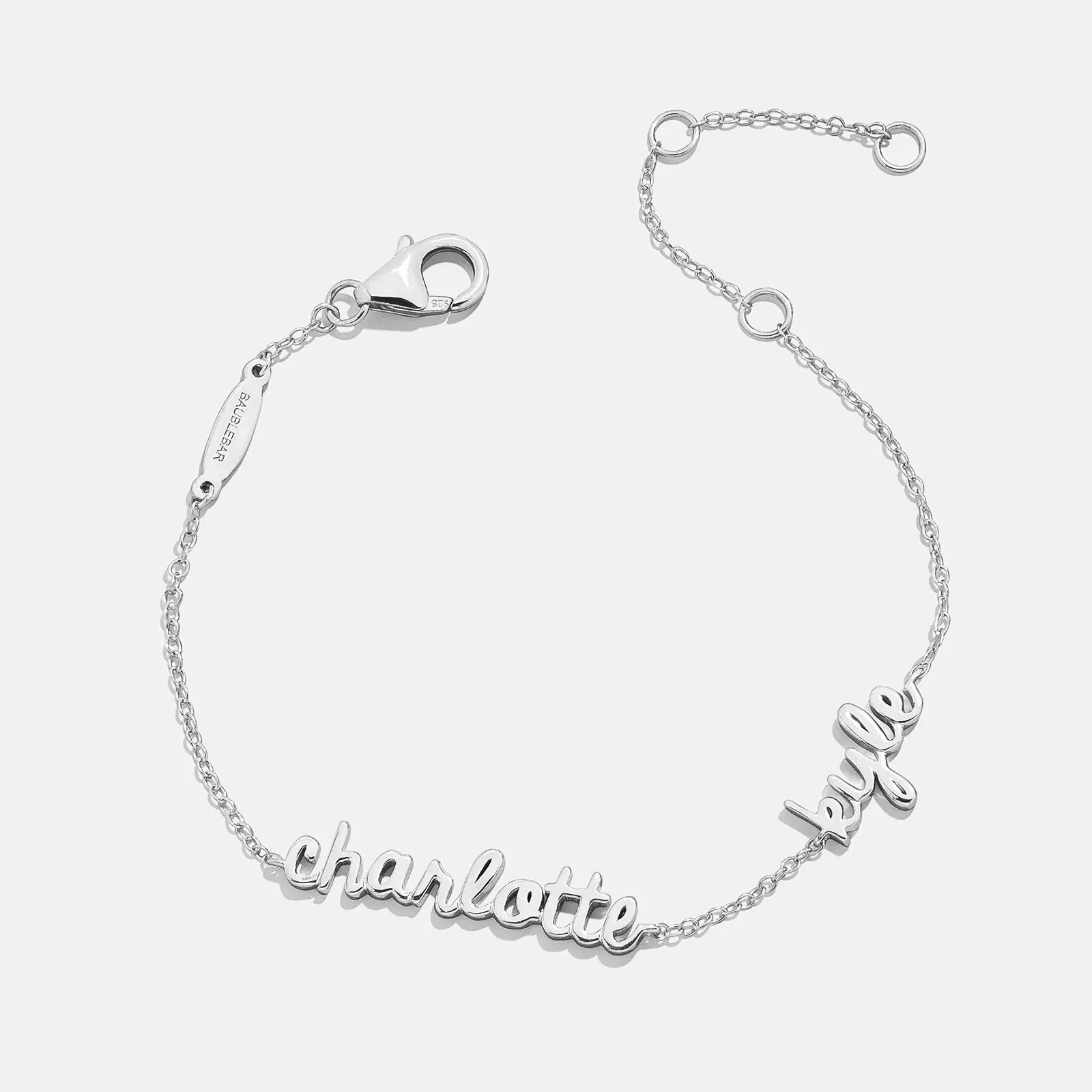 Sterling Silver Custom Script Multi Name Bracelet - 2 Names sold by BaubleBar